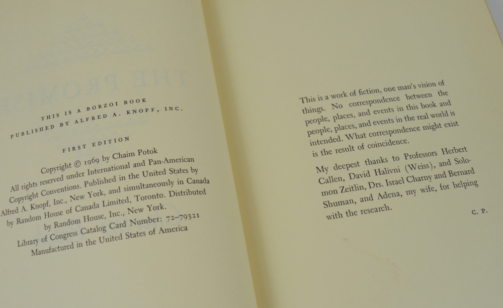 1st Edition Chaim Potok Novels, One Signed