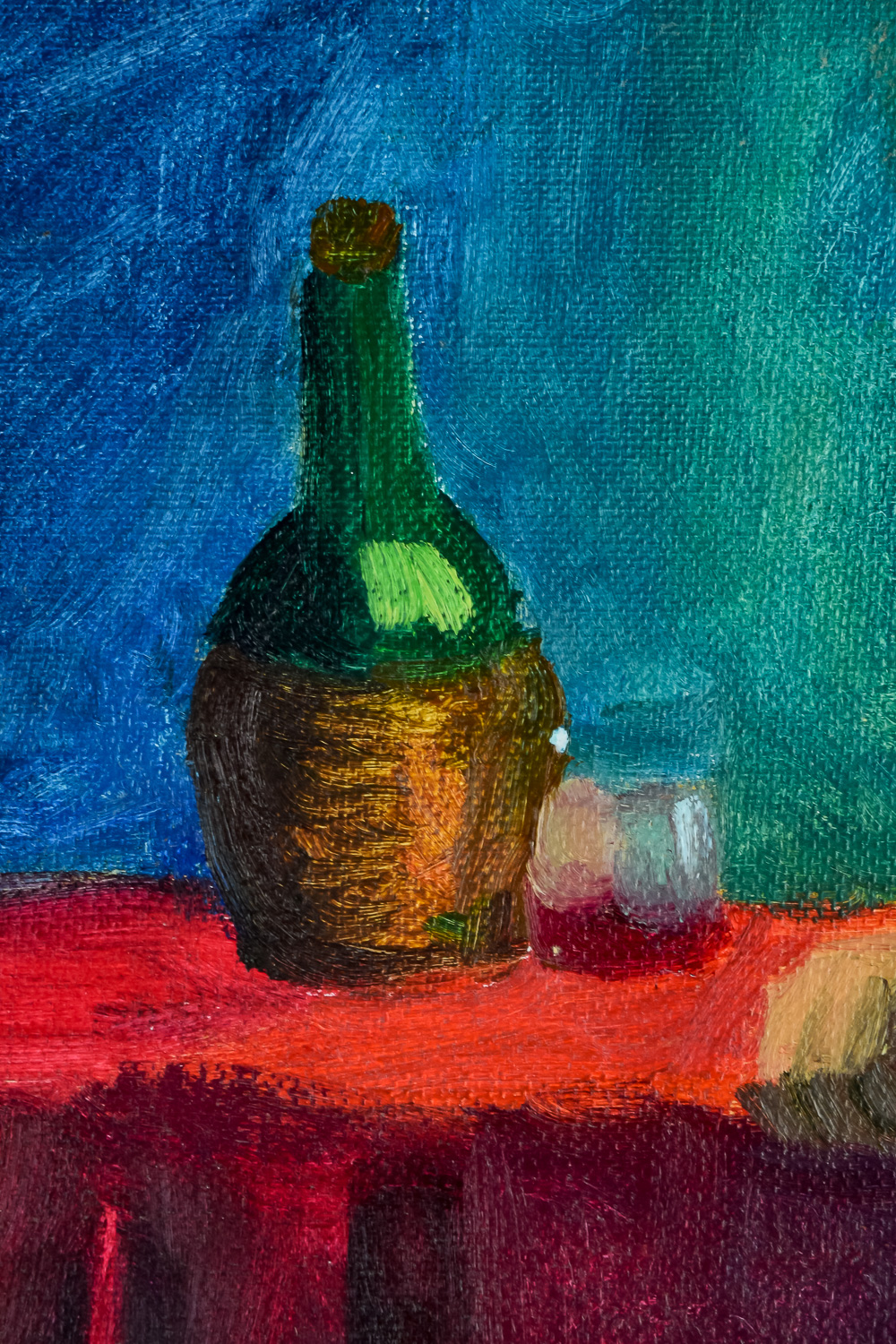 Tony Ortega Oil on Canvas Painting of a Woman Drinking Wine