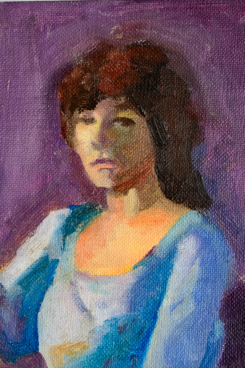 Tony Ortega Oil on Canvas Painting of a Woman Drinking Wine