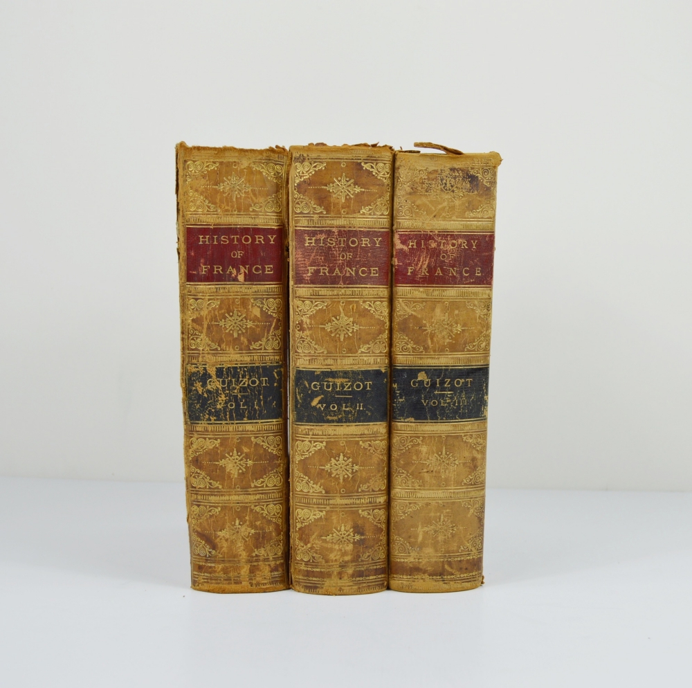 Three Antique Volumes Of "A Popular History Of France" By Guizot