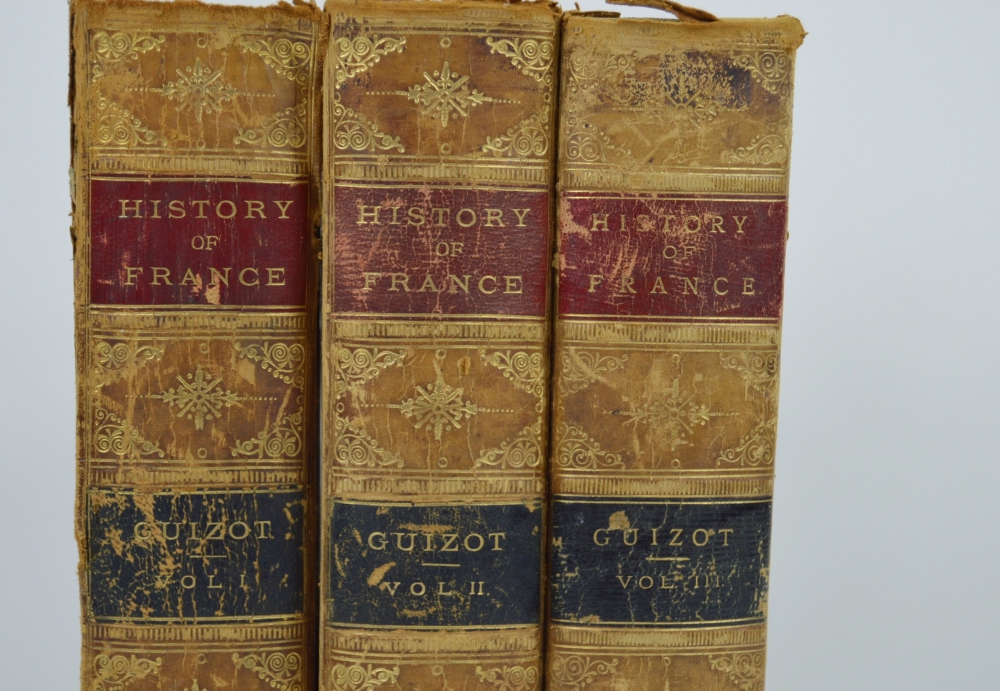 Three Antique Volumes Of "A Popular History Of France" By Guizot
