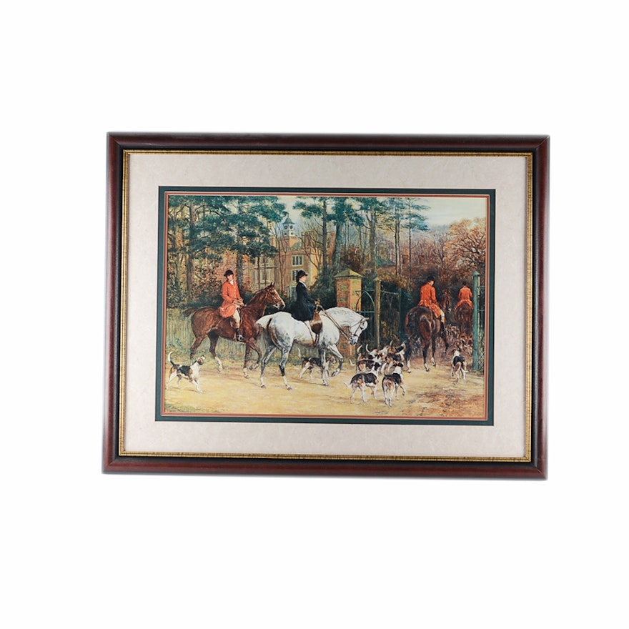 Framed Fox Hunt Themed Photo Offset Lithograph Print