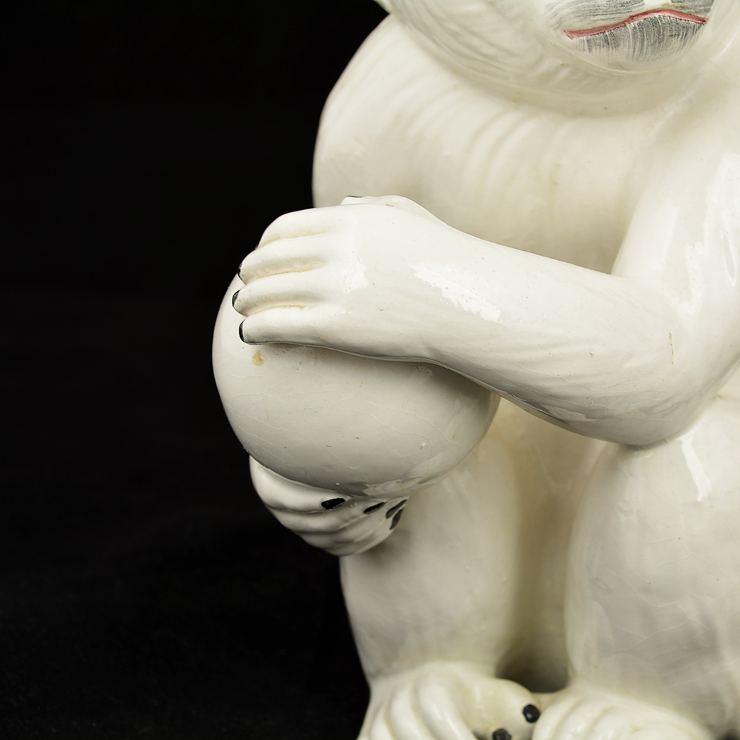 Pair of Vintage White Porcelain Capuchin Monkey Figurines