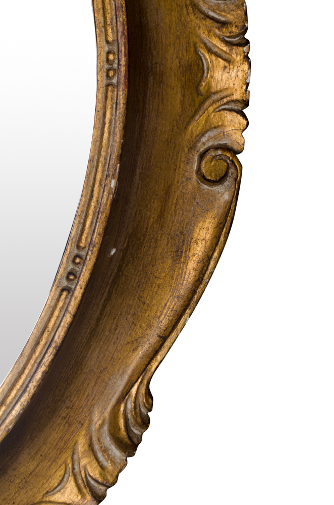 Vintage Art Nouveau Style Gold Tone Oval Mirror