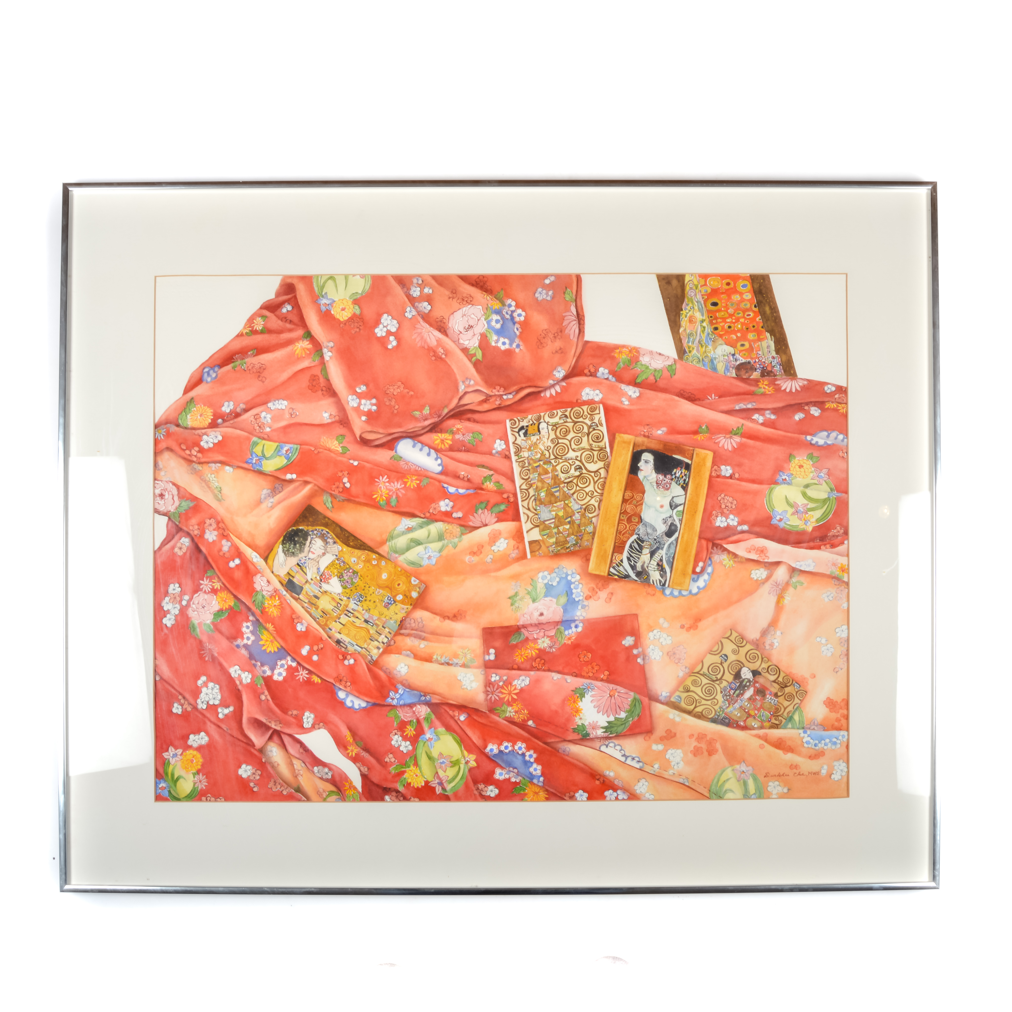 Framed Original Watercolor After Gustav Klimt Collected Works