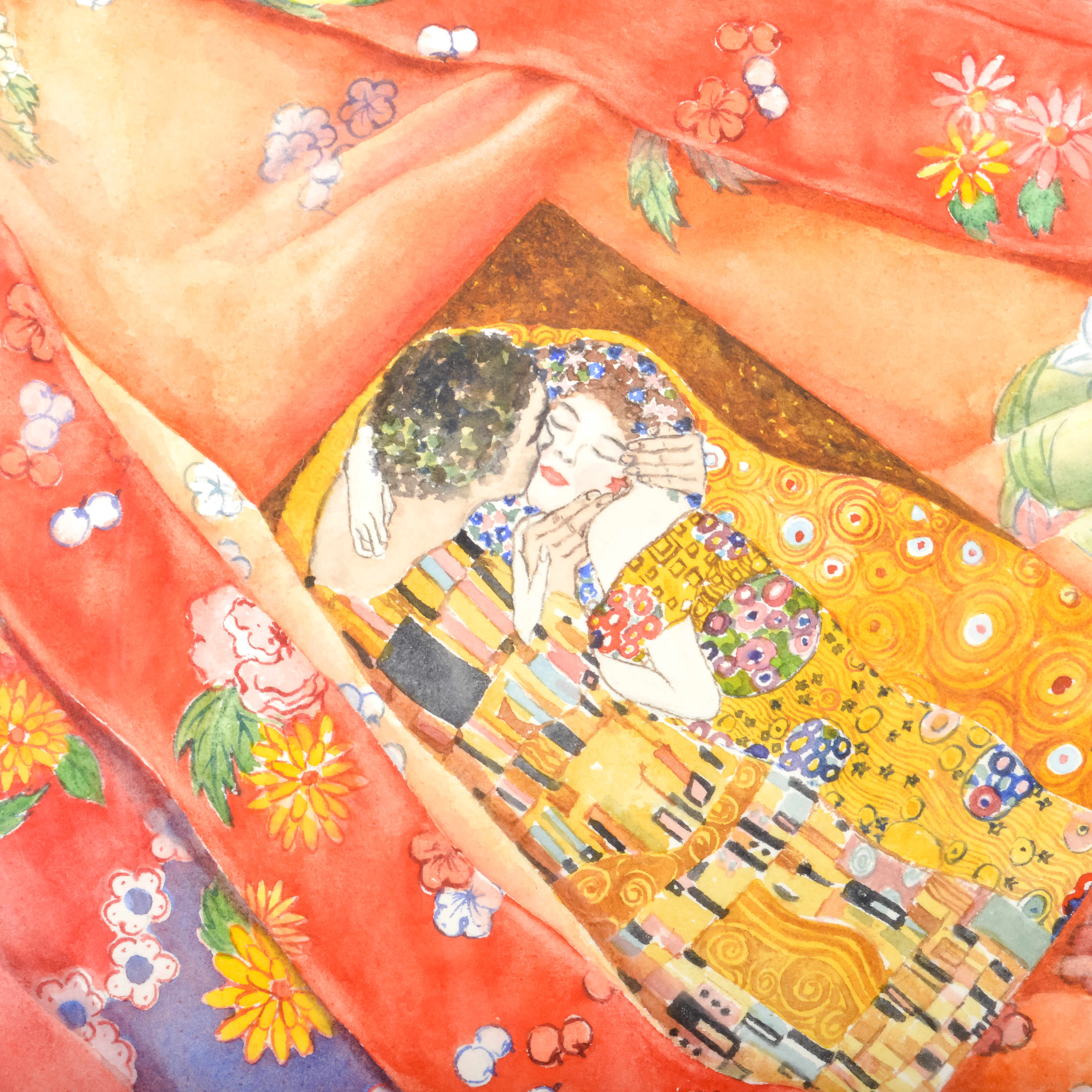 Framed Original Watercolor After Gustav Klimt Collected Works