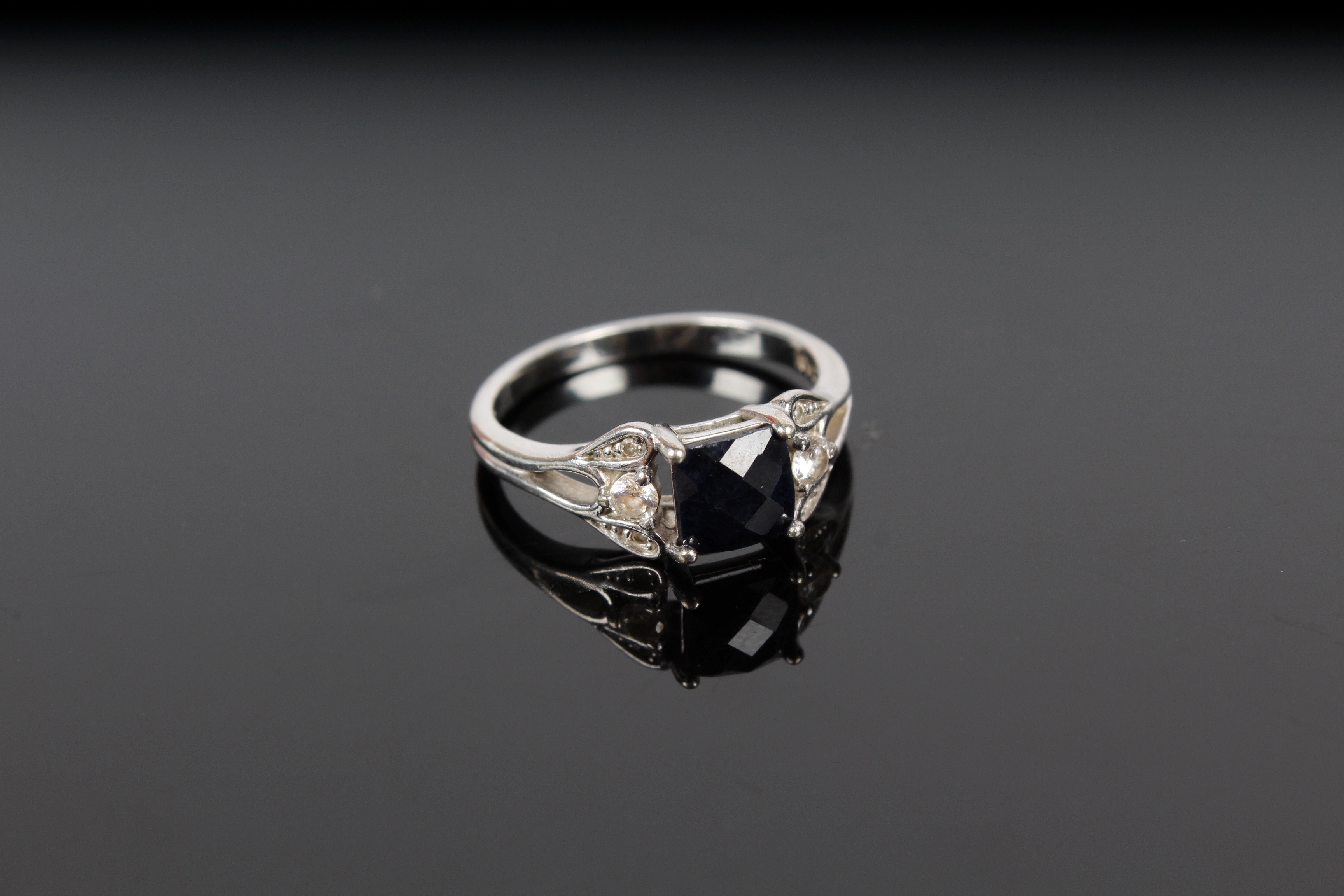 Pair of Sterling Silver, Hematite, Onyx and Cubic Zirconia Rings