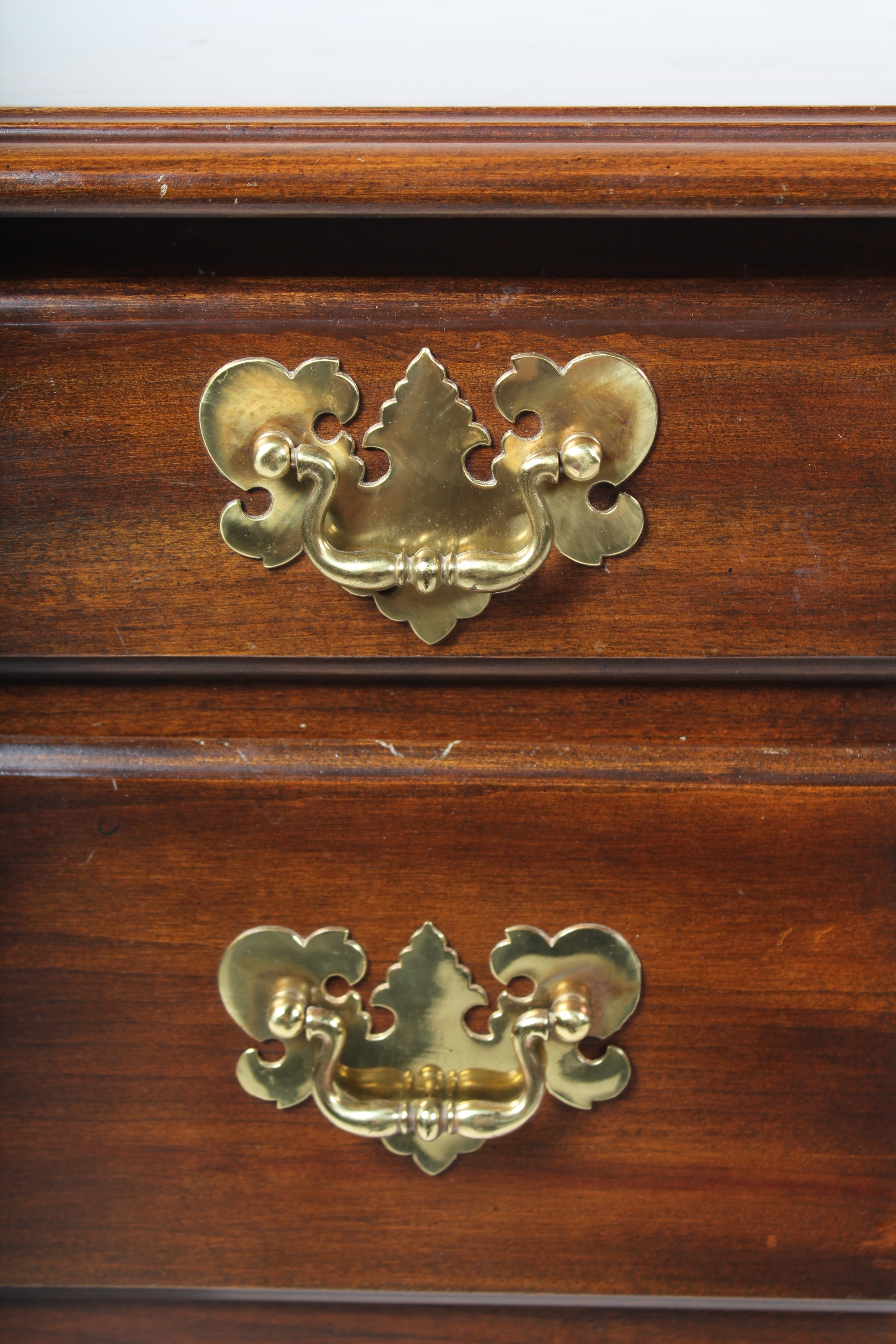 Queen Anne Style Desk with Brass Details by Harden and Chair