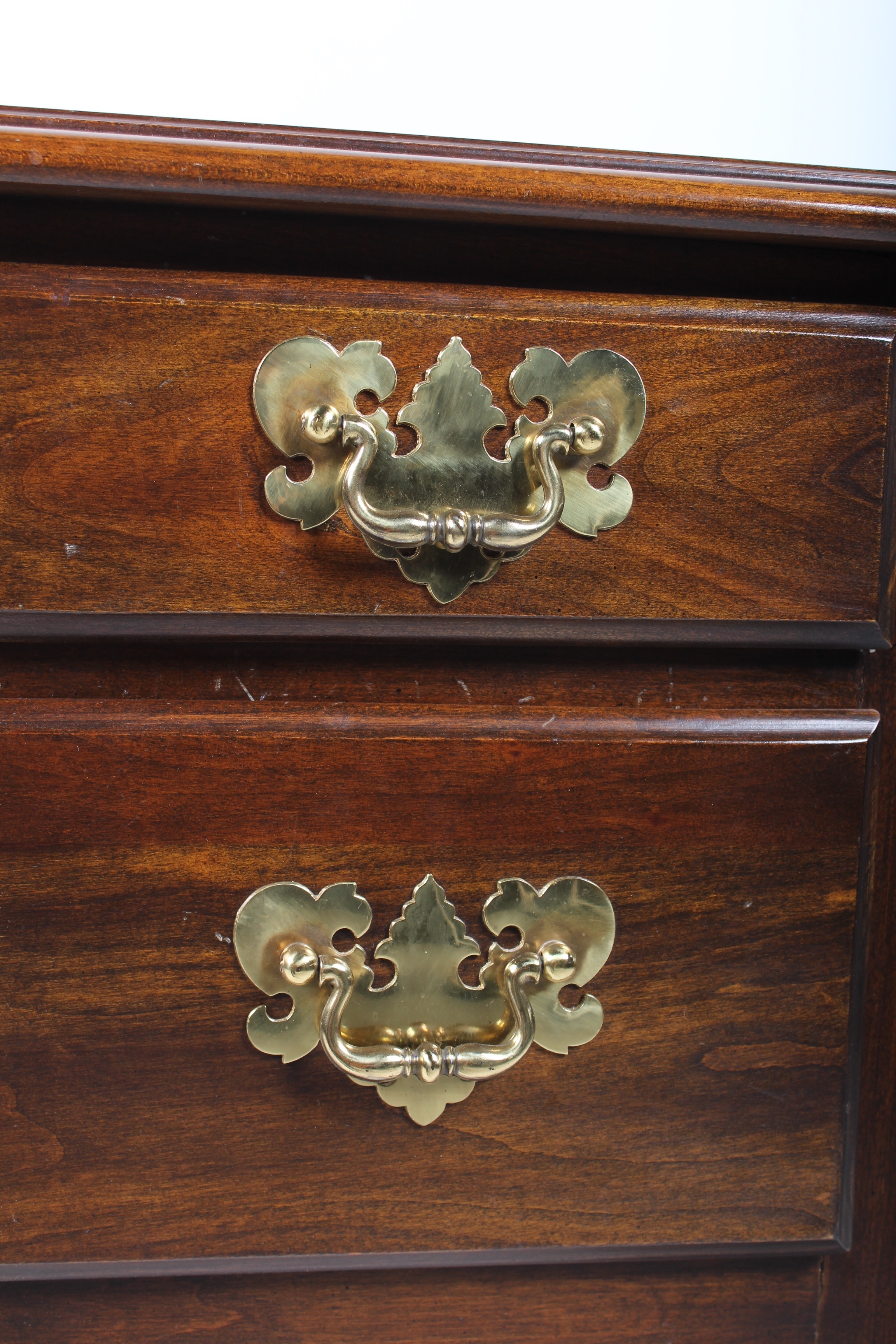 Queen Anne Style Desk with Brass Details by Harden and Chair
