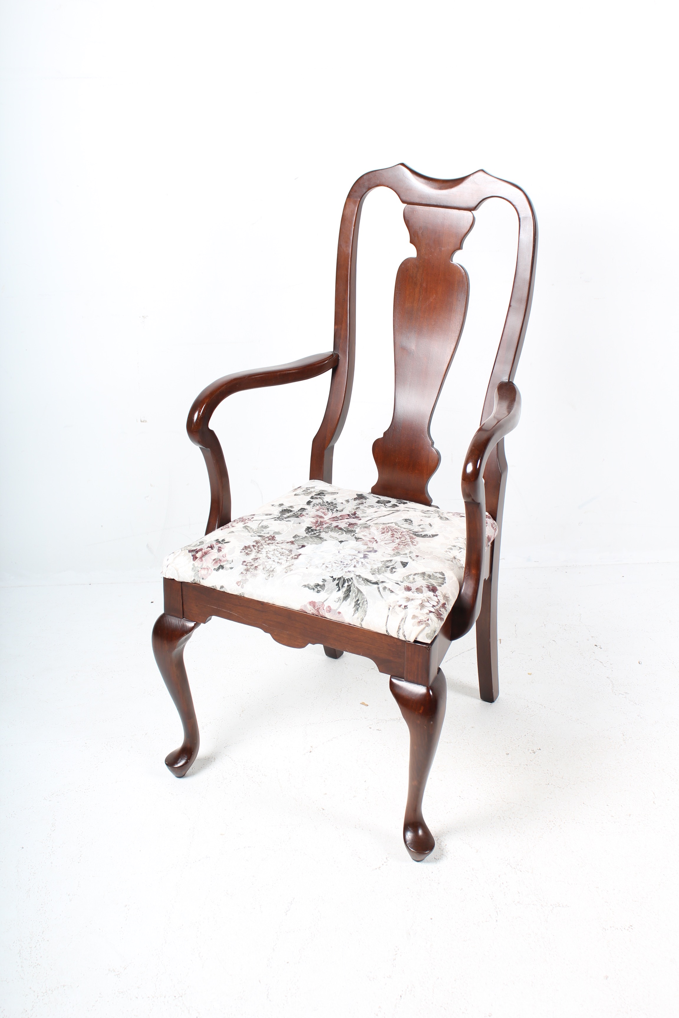 Queen Anne Style Desk with Brass Details by Harden and Chair