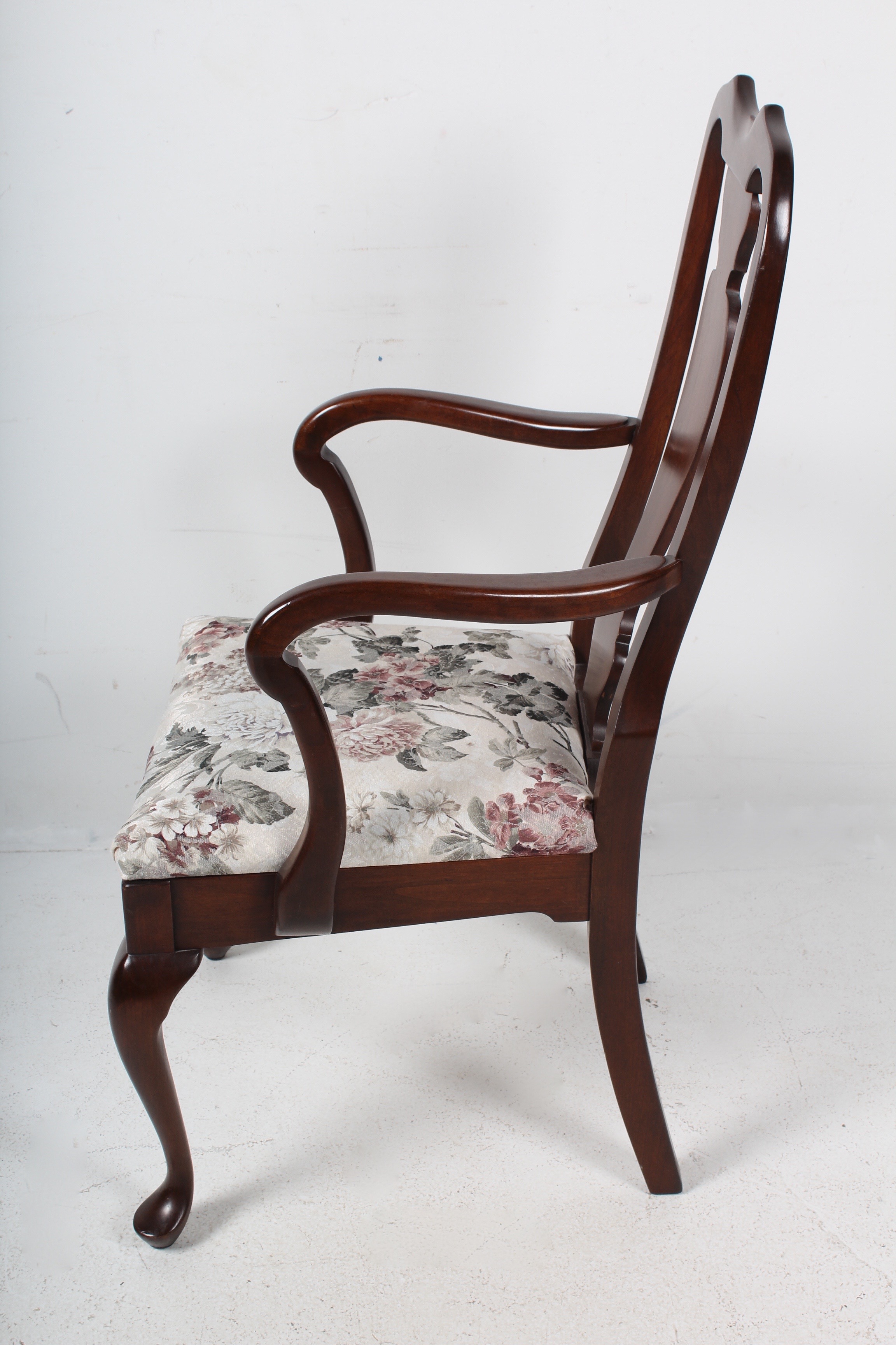 Queen Anne Style Desk with Brass Details by Harden and Chair