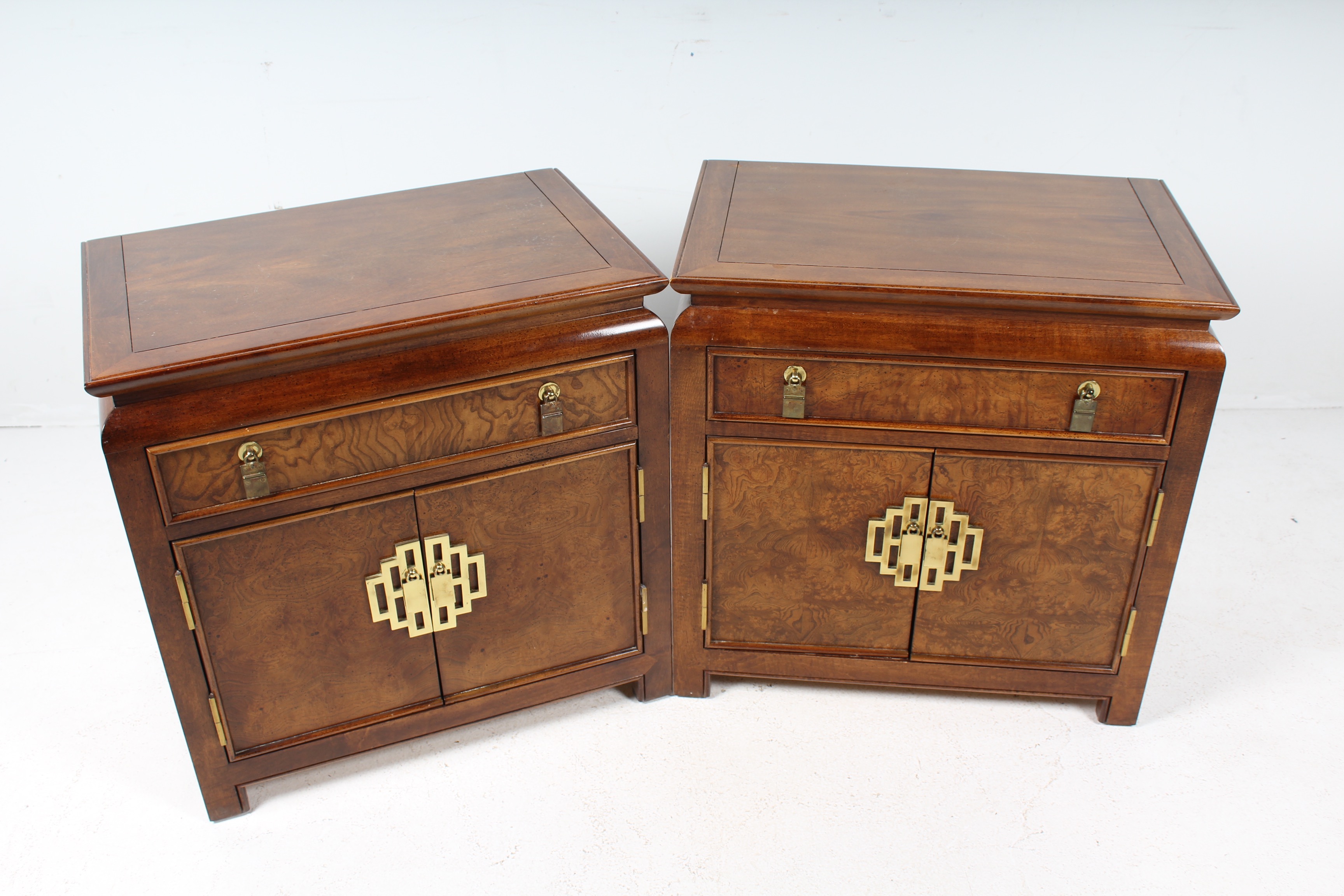 Set of Matching Vintage Asian Inspired Nightstands by Century