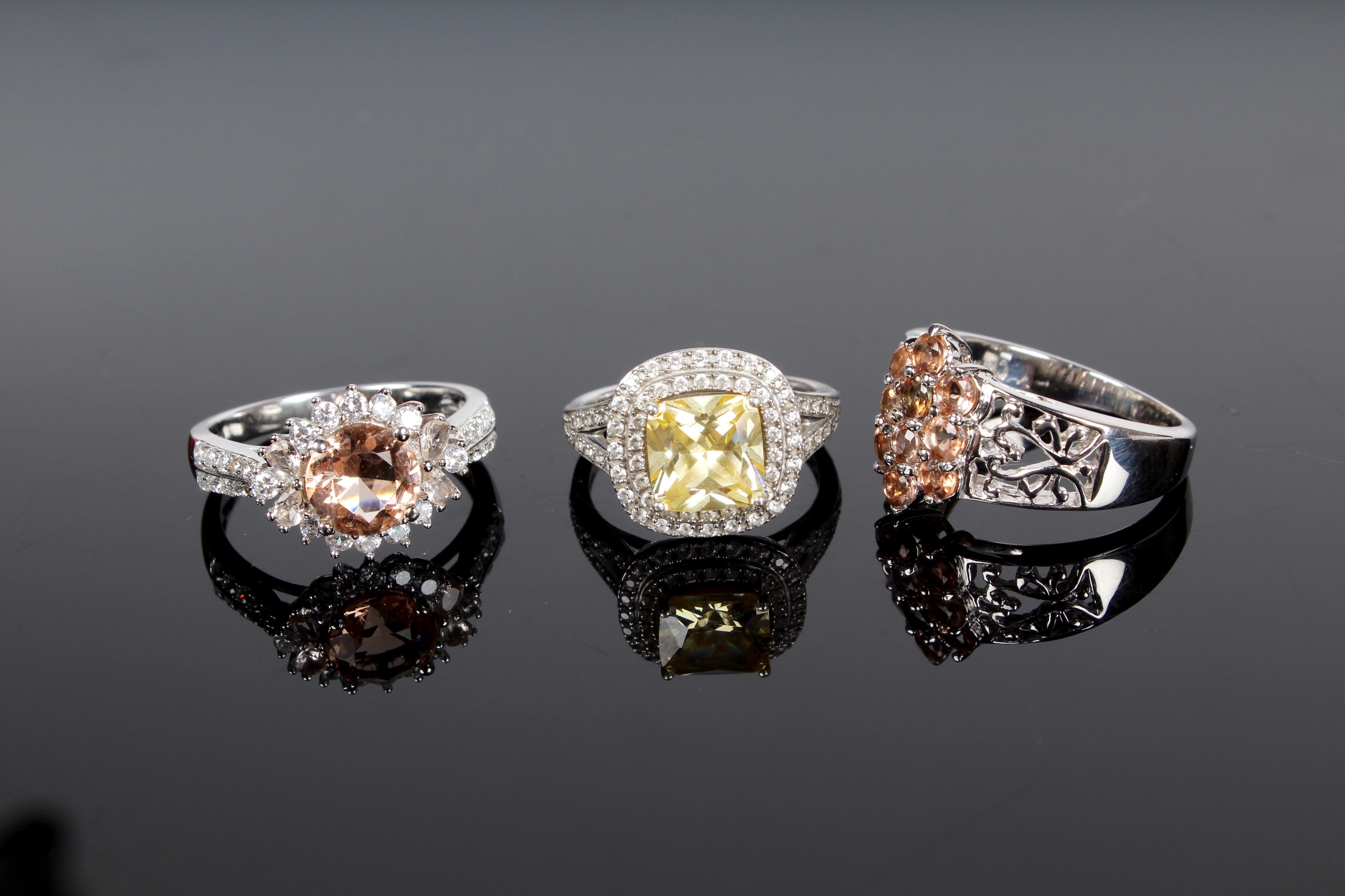 Trio of Sterling Silver Cocktail Rings