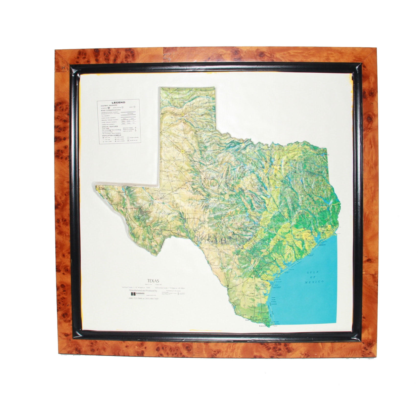 Framed Topographic Map of Texas