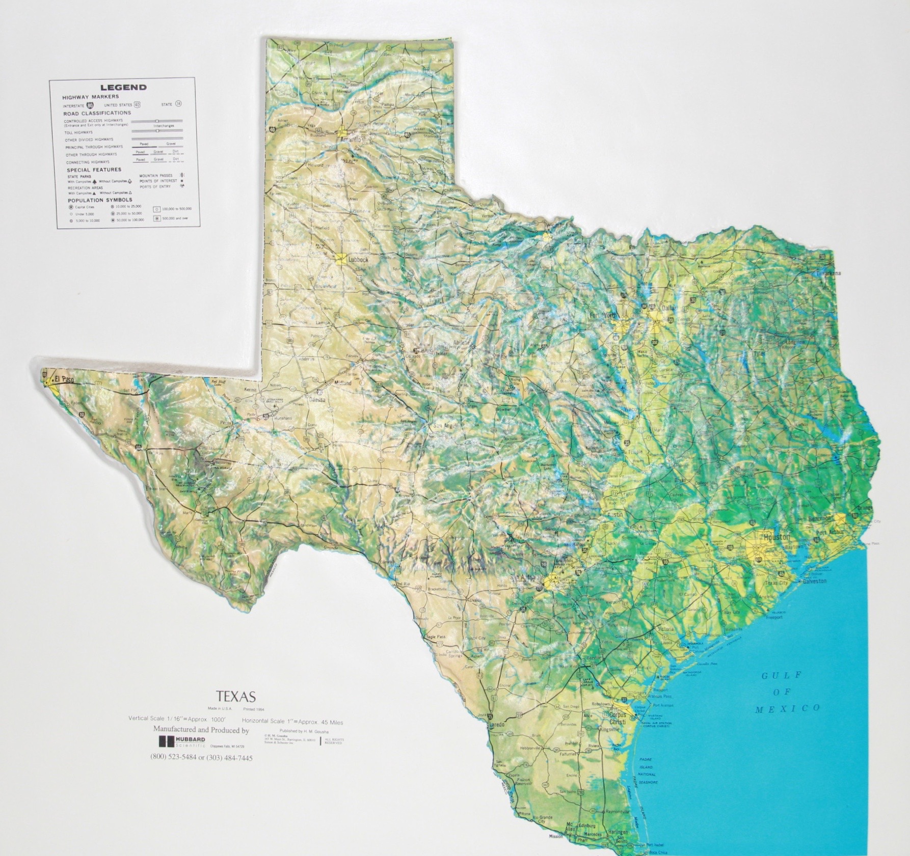 Framed Topographic Map of Texas