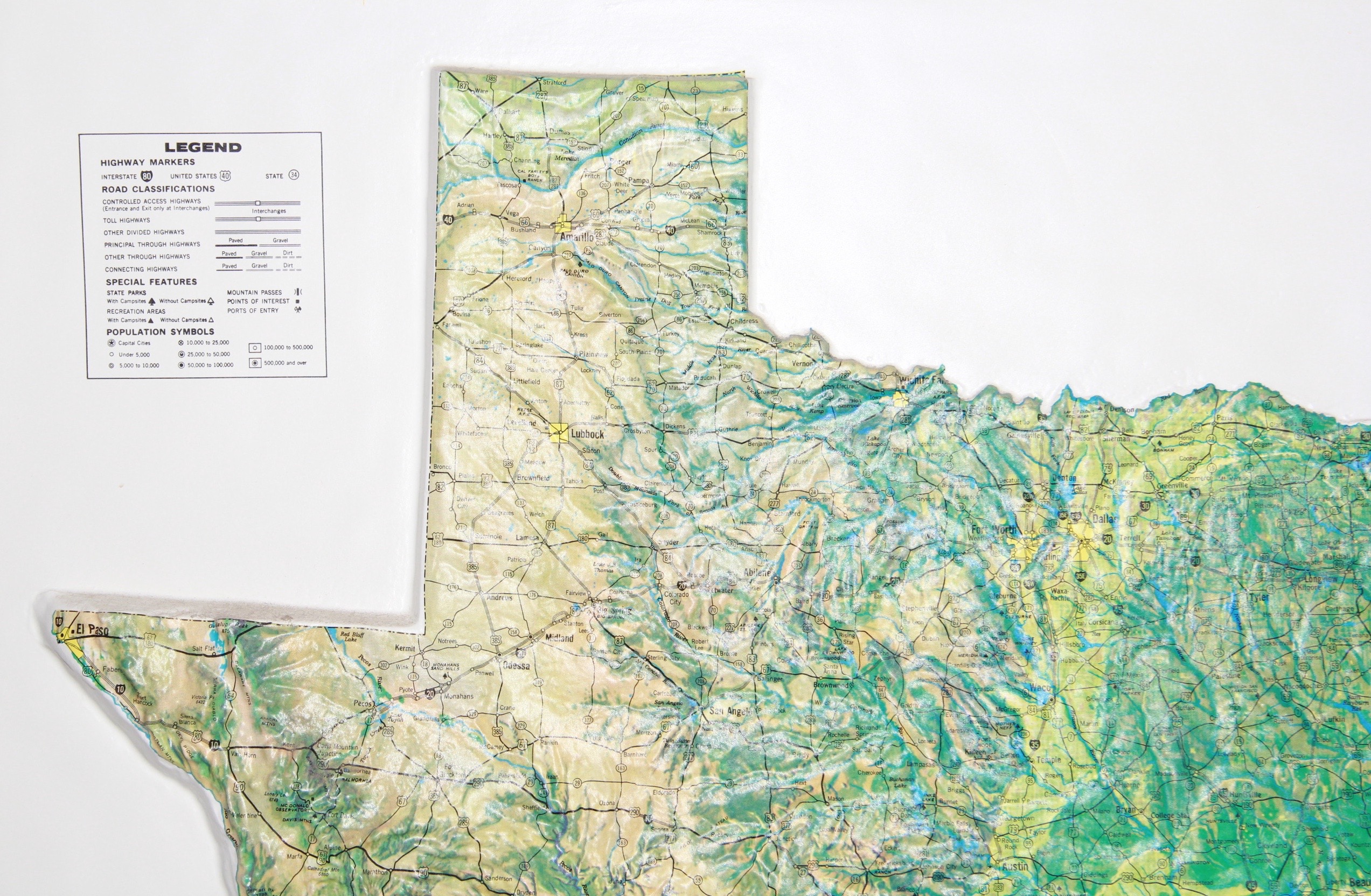 Framed Topographic Map of Texas