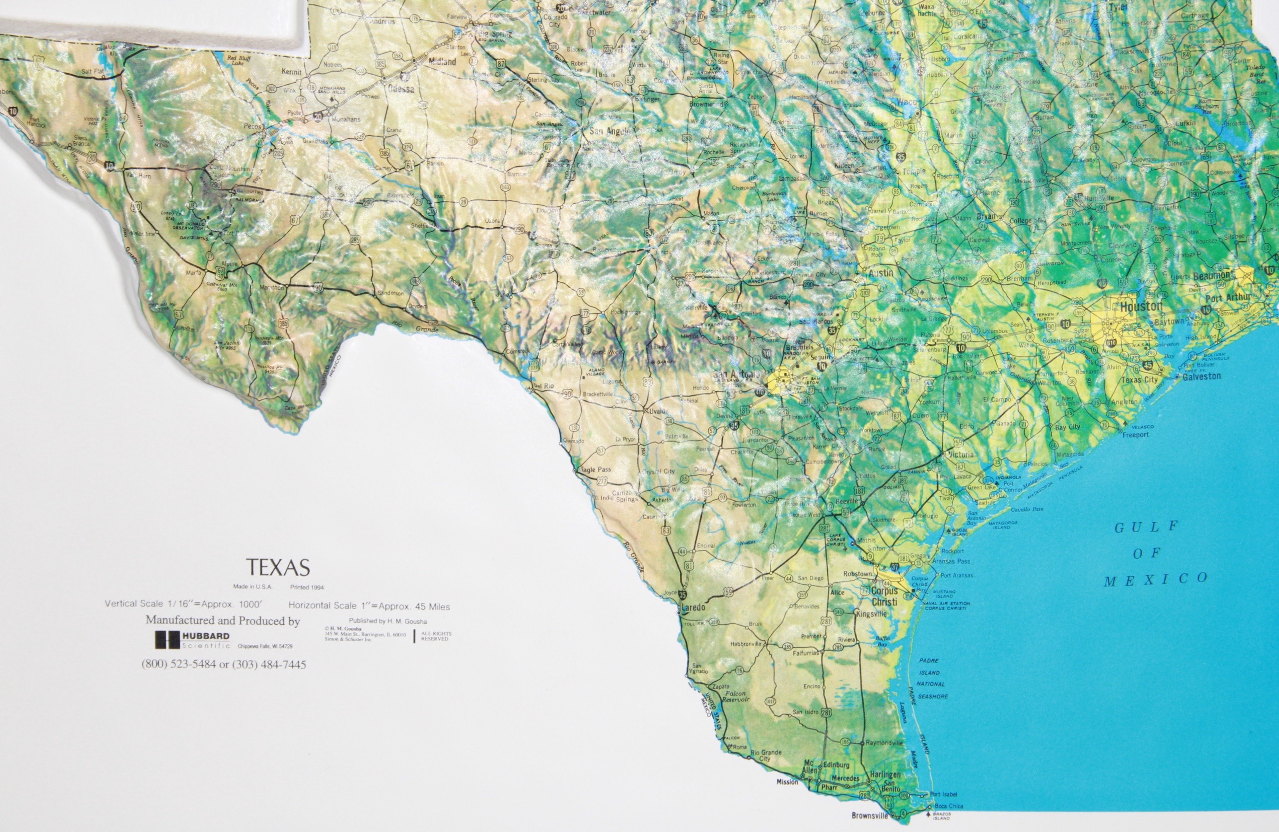 Framed Topographic Map of Texas