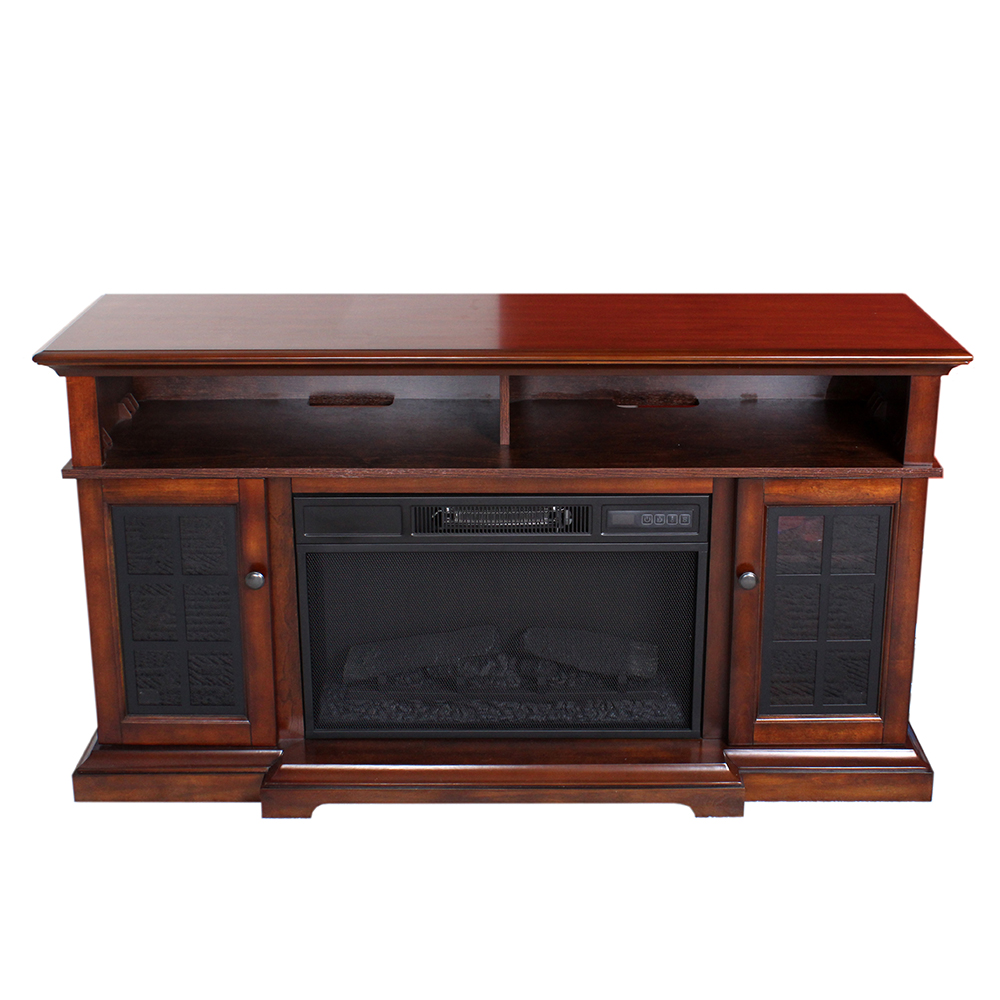 Twin-Star Electric Fireplace with Cabinet Flanks