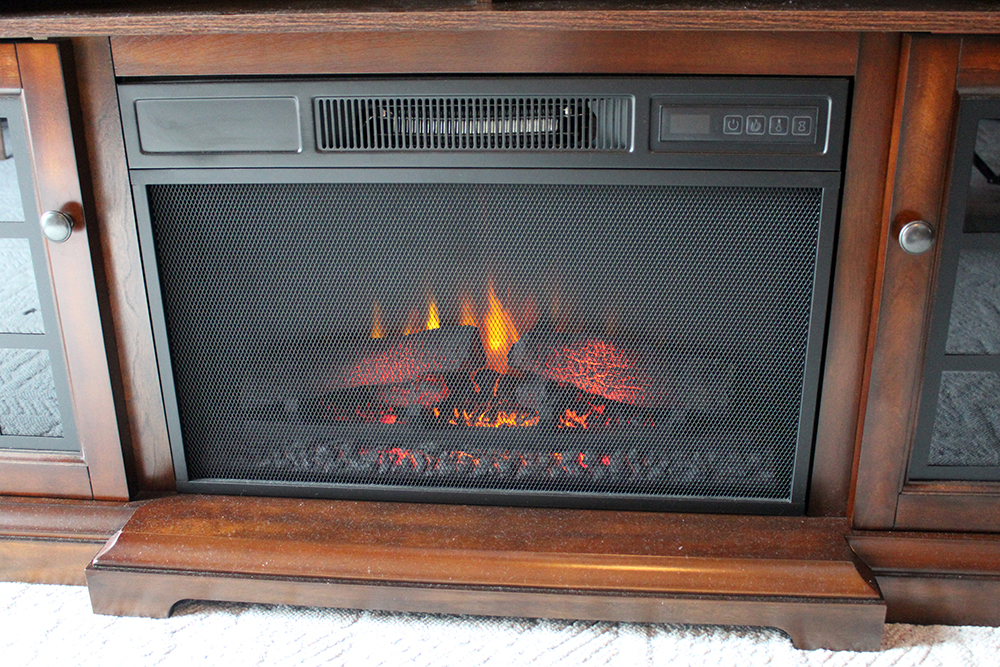 Twin-Star Electric Fireplace with Cabinet Flanks
