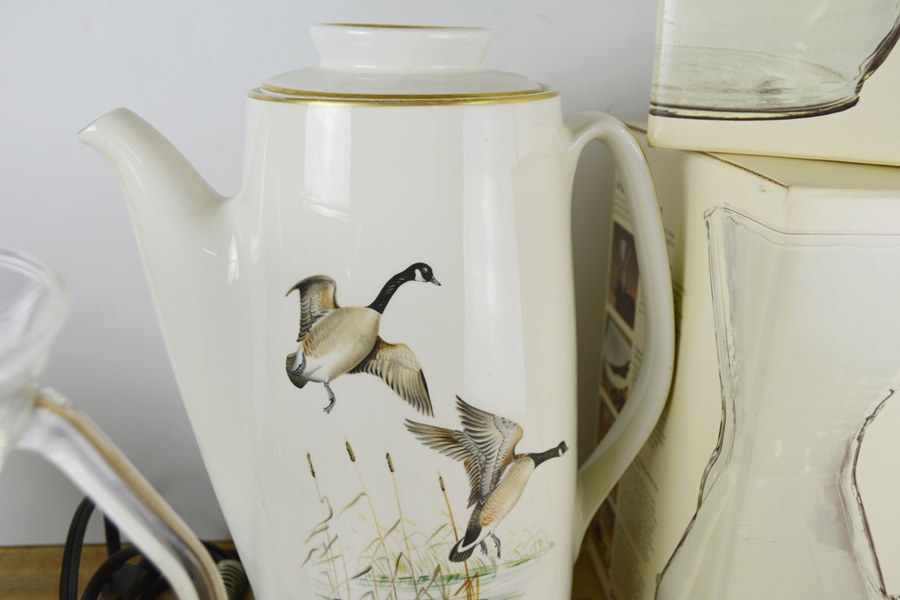 Three Chemex Filter Drip Coffee Maker and The Hall China Co Porcelain Percolater