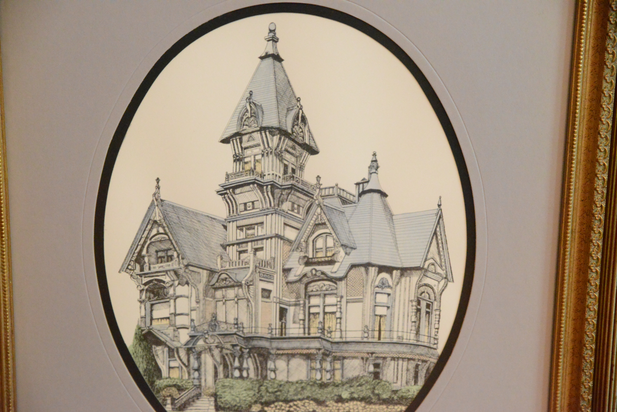 Trio of Signed Debbie Patrick Hand-Colored Prints Featuring Images of Victorian Houses