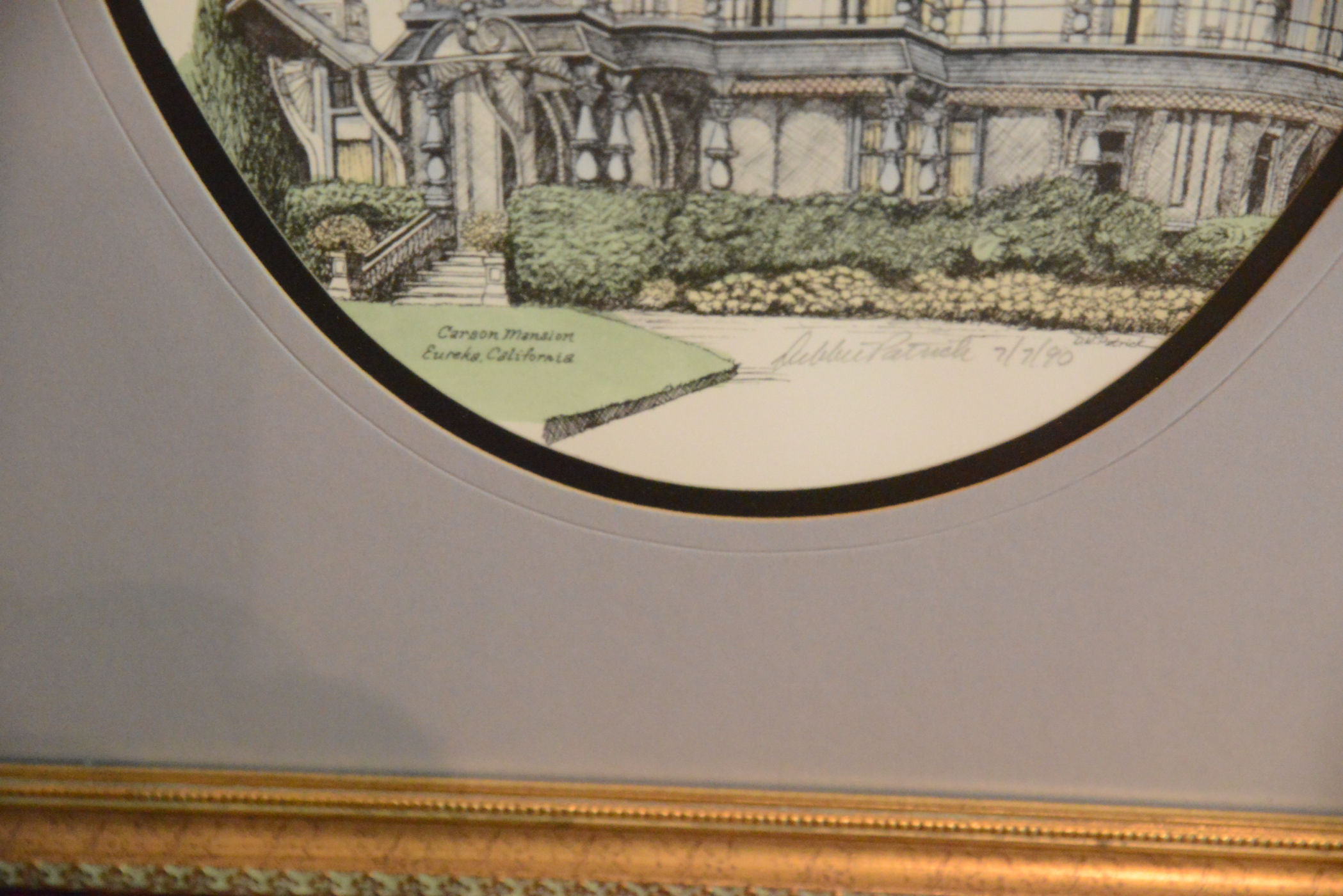 Trio of Signed Debbie Patrick Hand-Colored Prints Featuring Images of Victorian Houses