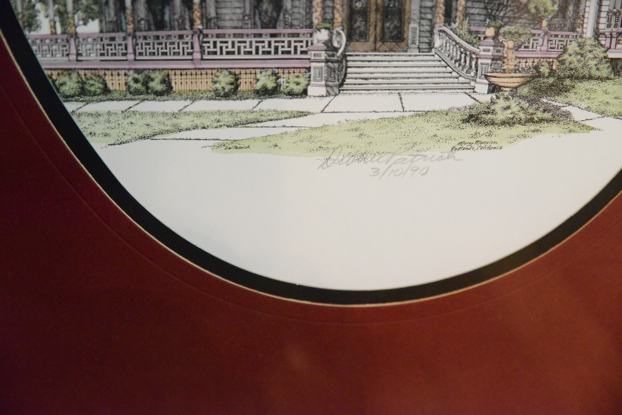 Trio of Signed Debbie Patrick Hand-Colored Prints Featuring Images of Victorian Houses