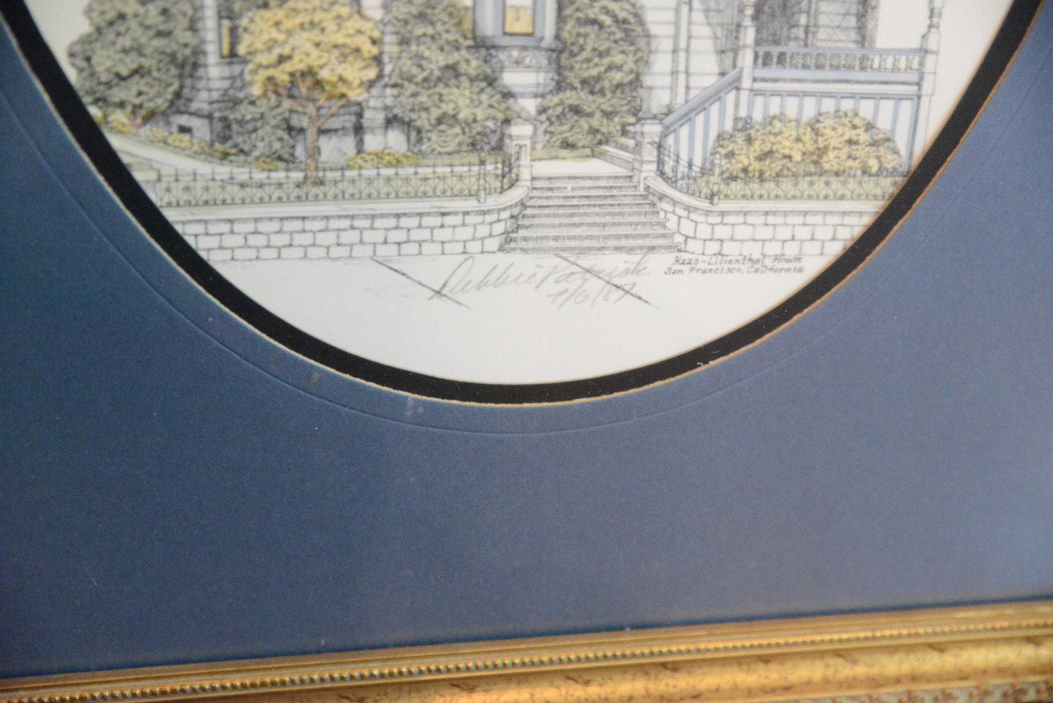 Trio of Signed Debbie Patrick Hand-Colored Prints Featuring Images of Victorian Houses