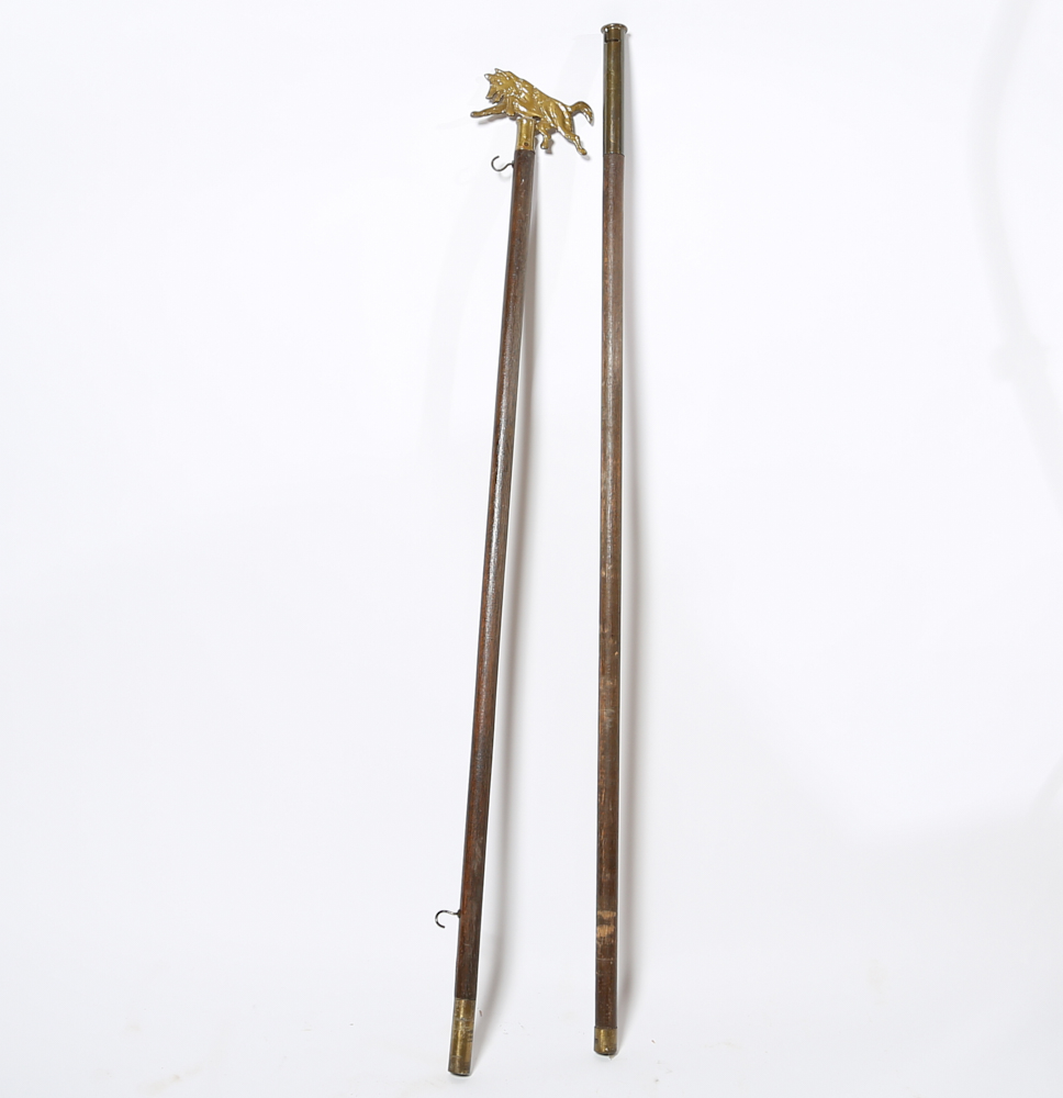 Vintage Cub Scout Flagpole with Brass Wolf Finial