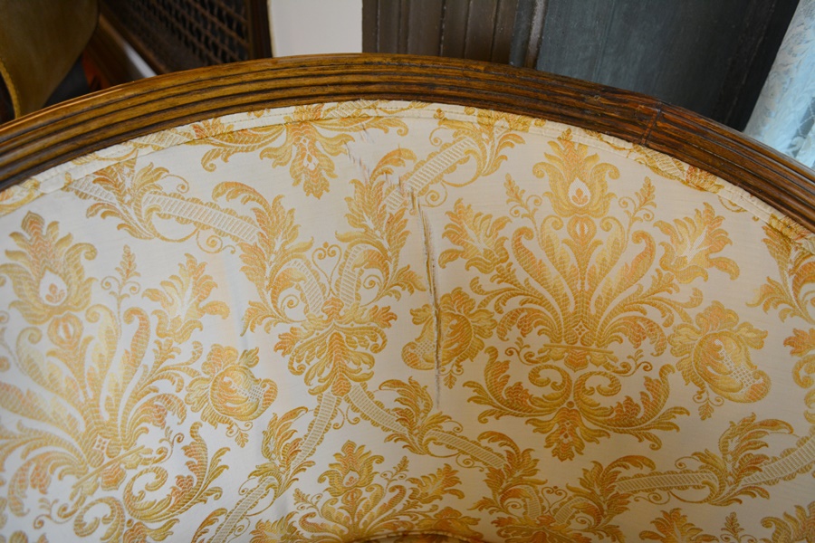 Pair of Beautiful Empire Style Swan Arm Barrel Chairs