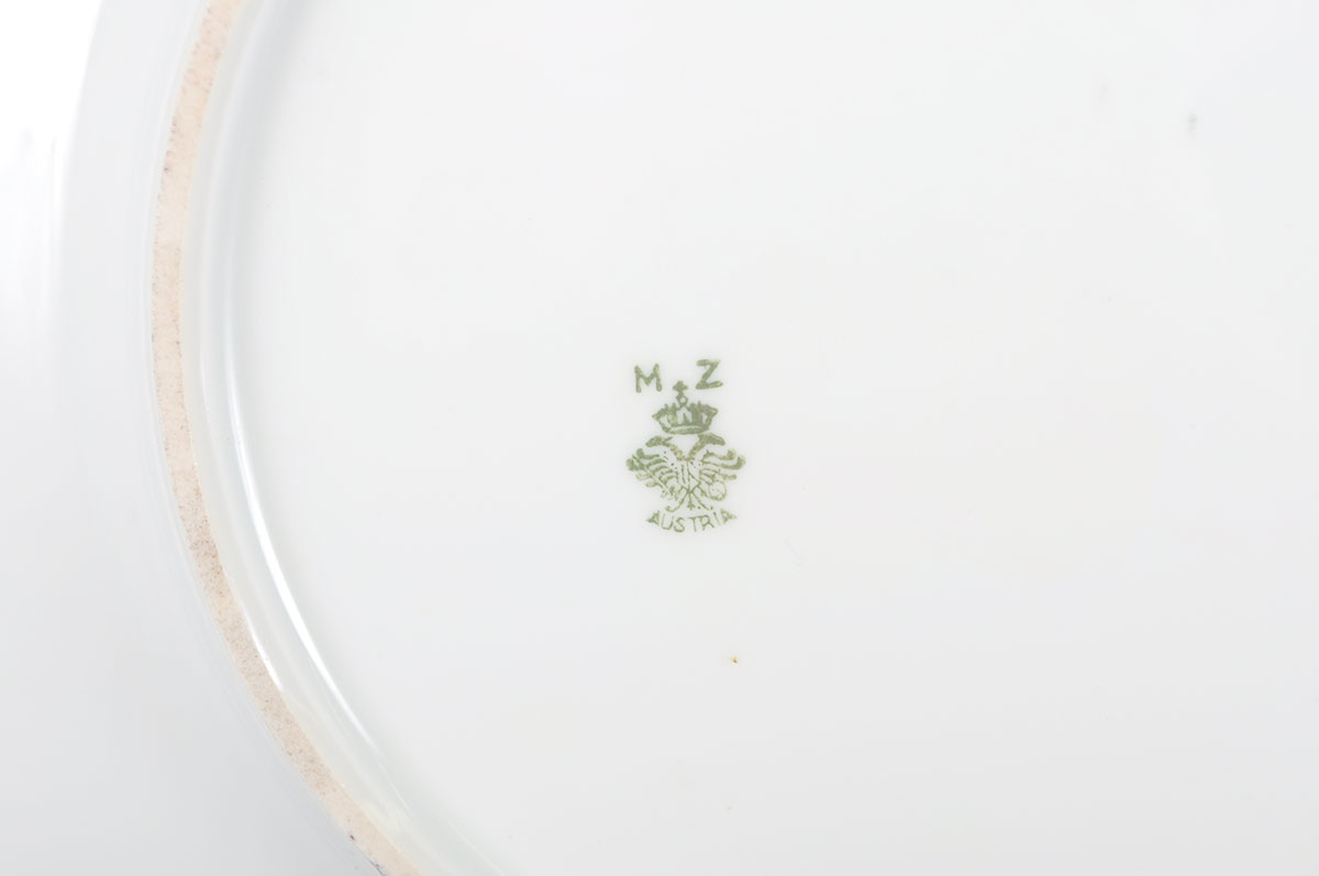 Set of Antique Haviland France Hand Painted Porcelain Tea Plates with Gold Tone Rims