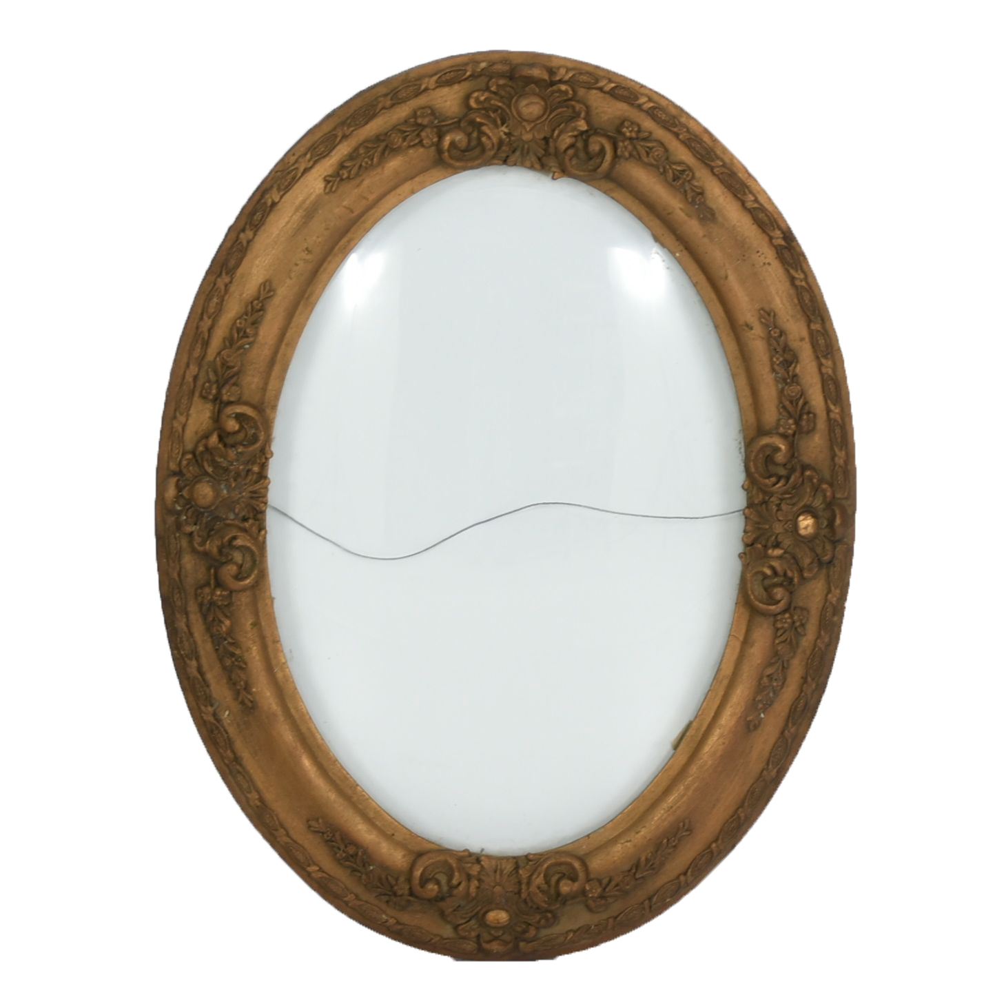 Antique Oval Bubble Glass Frame