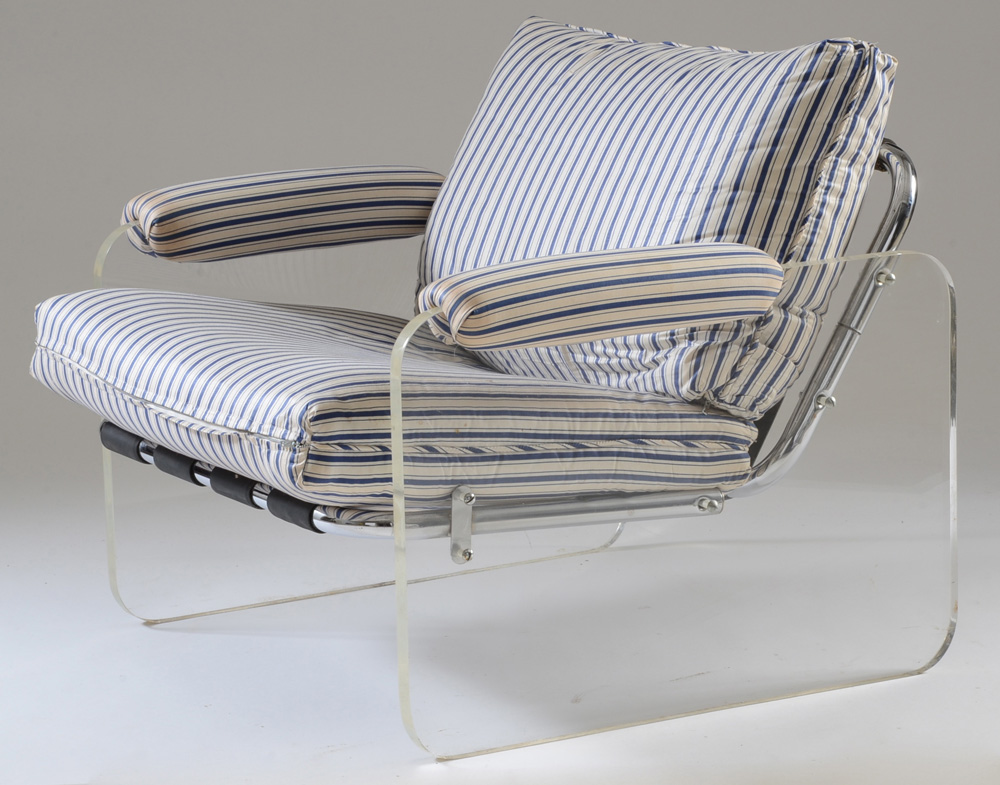Pace "Argenta" Lucite and Chrome Framed Armchair