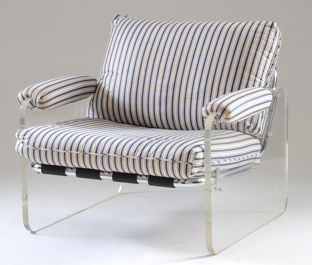 Pace "Argenta" Lucite and Chrome Framed Armchair