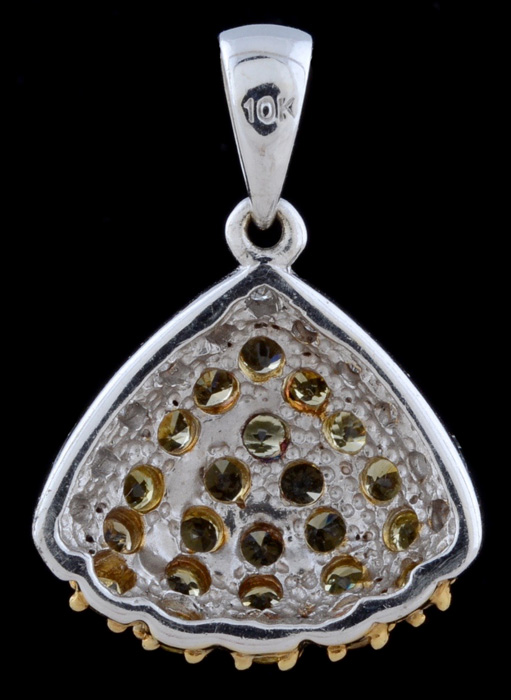 10K White Gold Yellow Sapphire and Diamond Pendant