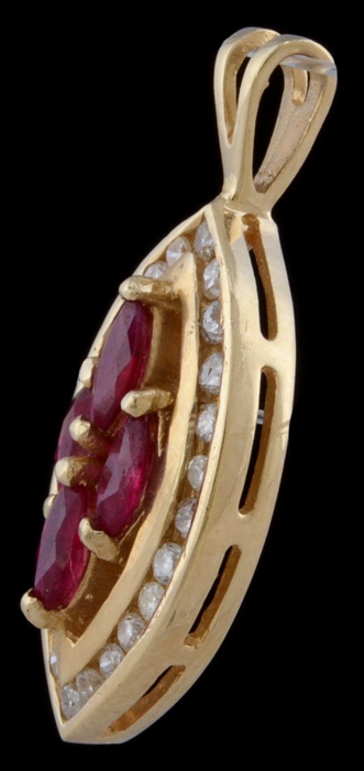14K Yellow Gold Ruby and Diamond Pendant