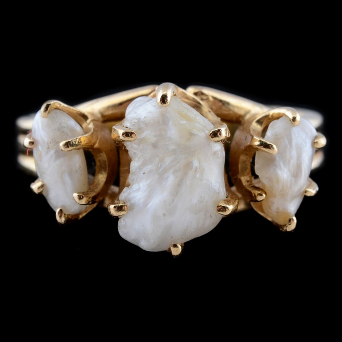 14K Yellow Gold Natural Pearl Ring