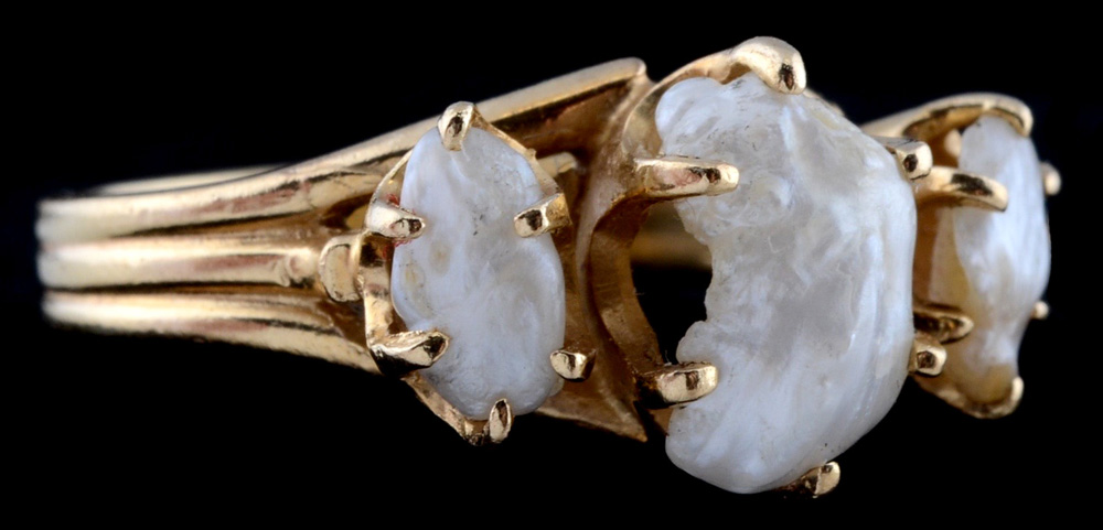 14K Yellow Gold Natural Pearl Ring