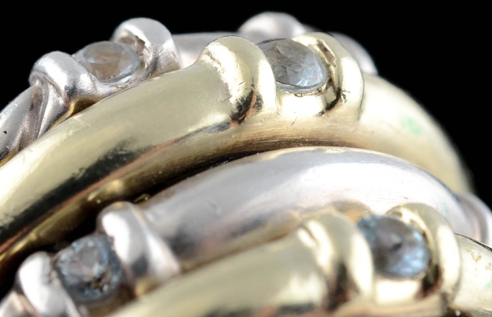 David Yurman Two-Tone Blue Topaz Five Row Ring