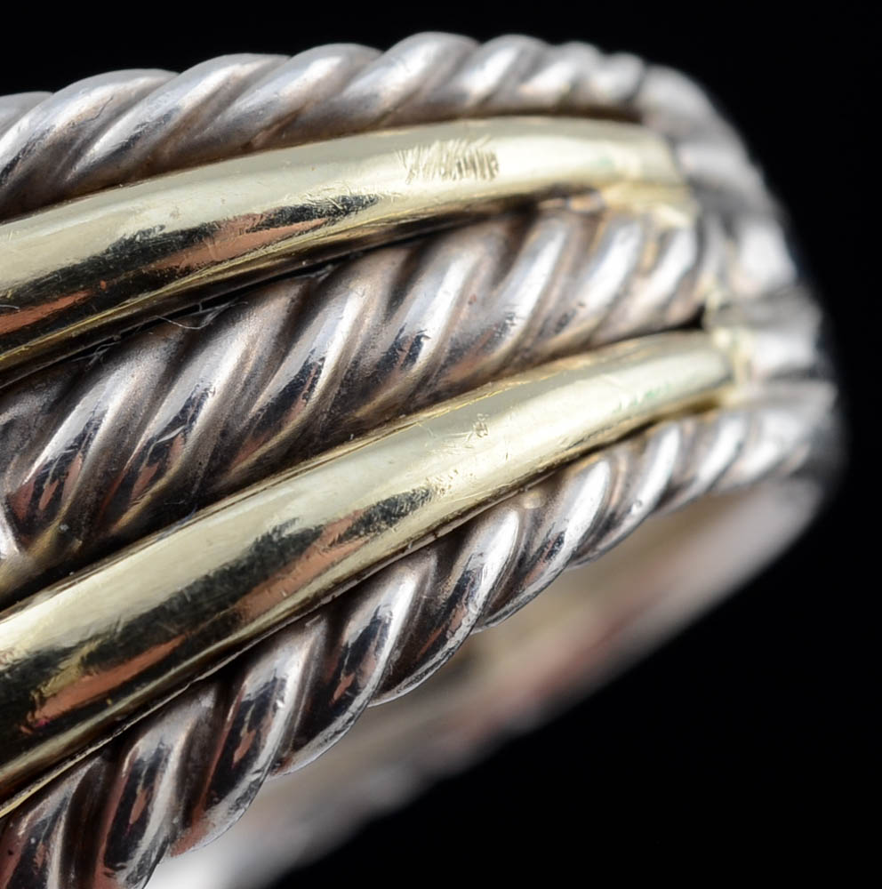 David Yurman Two-Tone Blue Topaz Five Row Ring