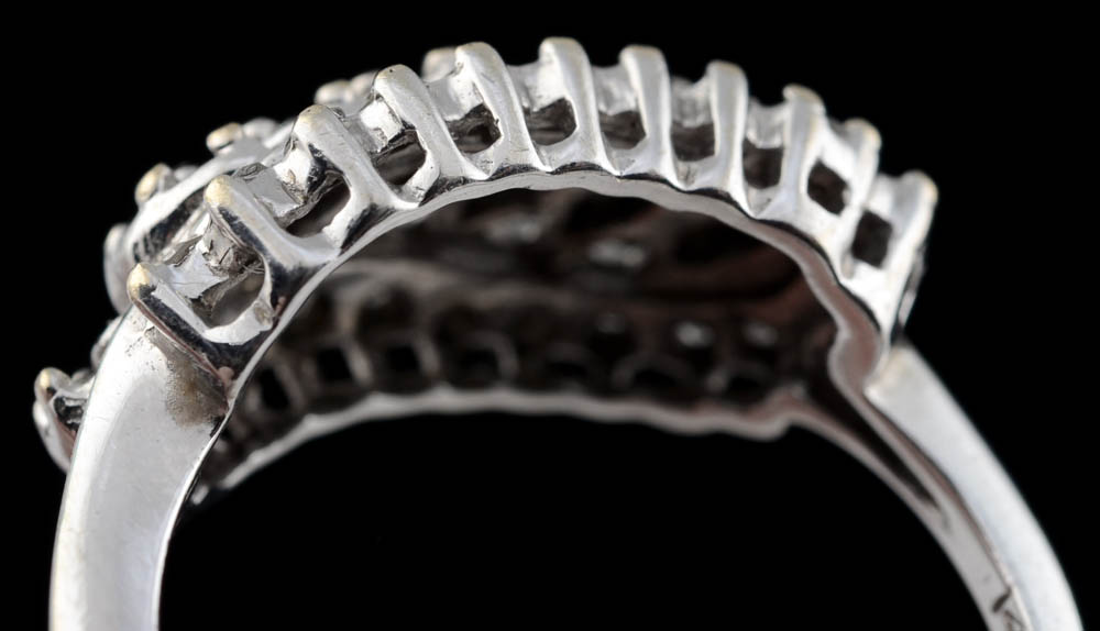 Vintage 14K White Gold Diamond Dress Ring