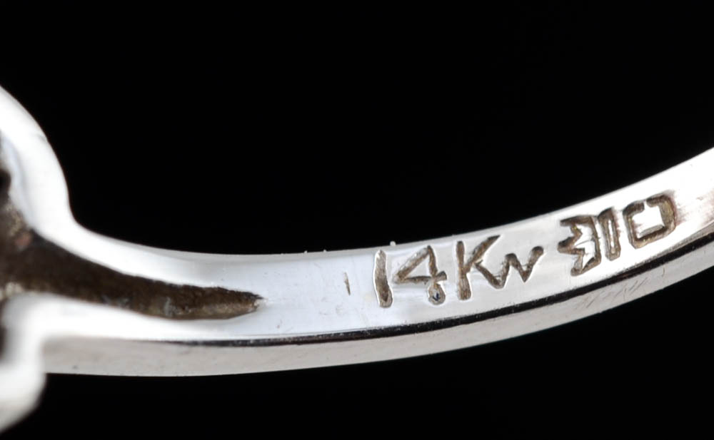 Vintage 14K White Gold Diamond Dress Ring