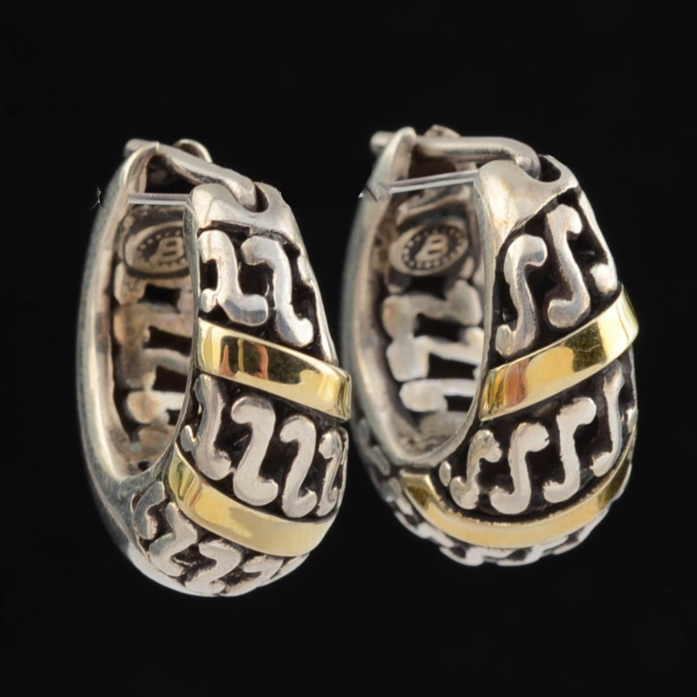 Sterling and 14K Gold Hoop Earrings