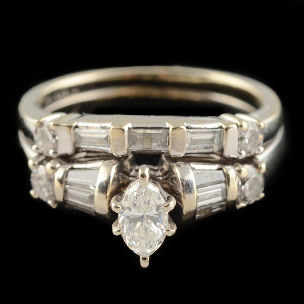 14K White Gold Soldered Wedding Set