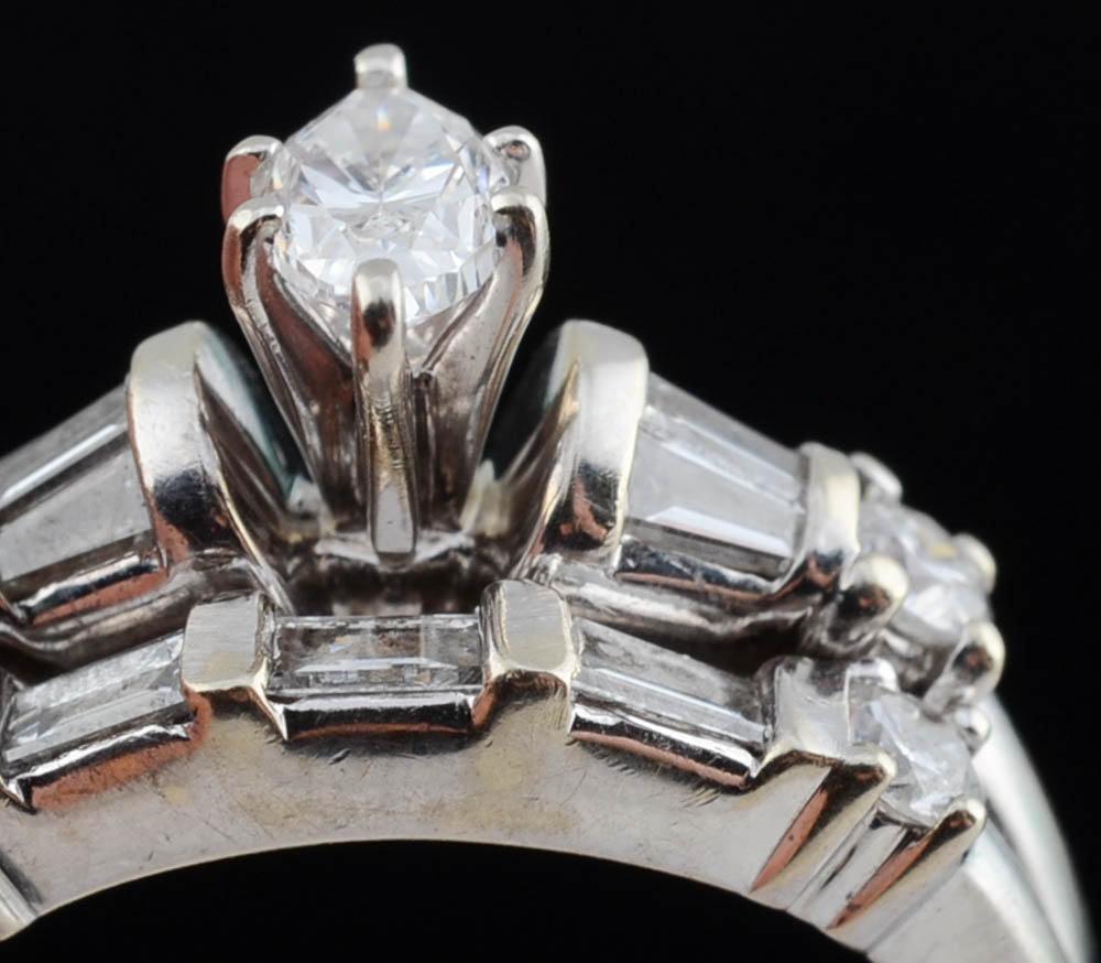 14K White Gold Soldered Wedding Set