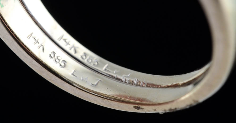 14K White Gold Soldered Wedding Set