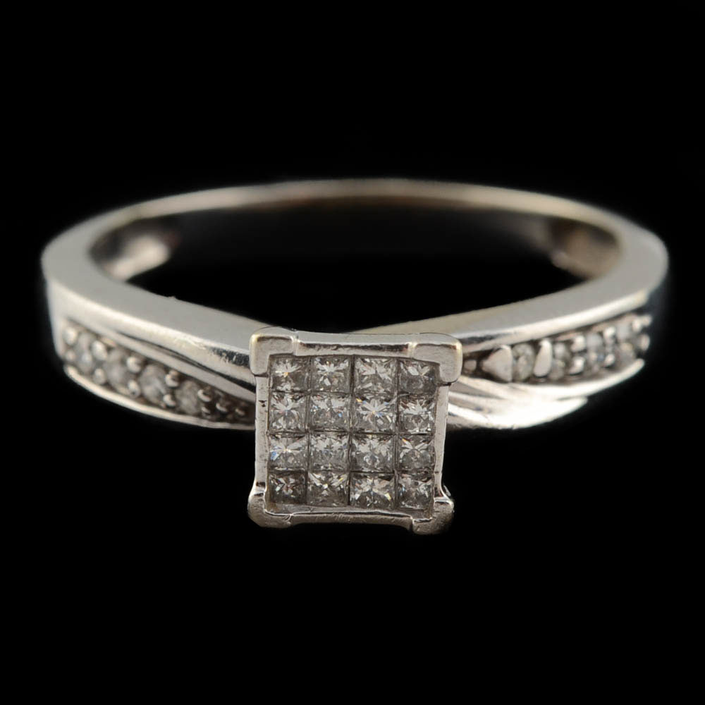 10K White Gold and Diamond Ring