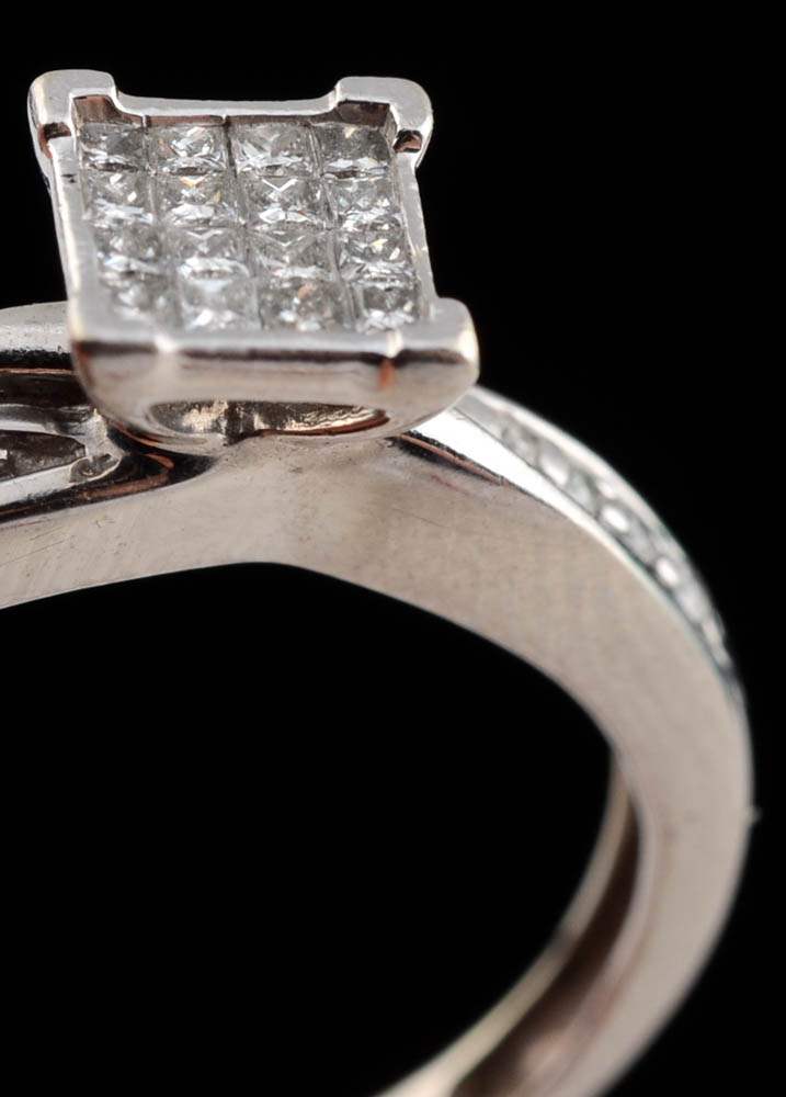10K White Gold and Diamond Ring
