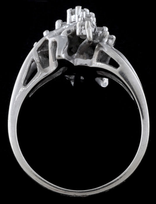 14K White Gold and Diamond Cluster Ring