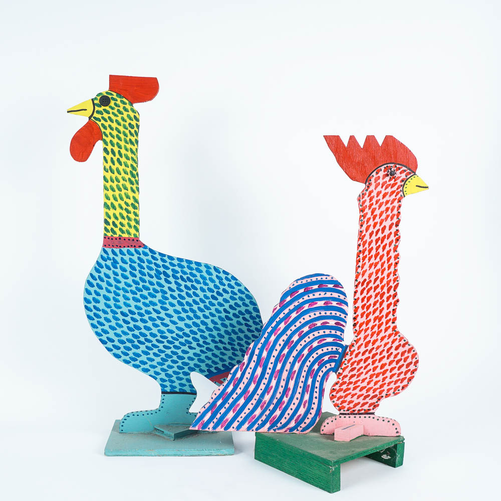 Folk Art Wooden Roosters by Marvin Finn